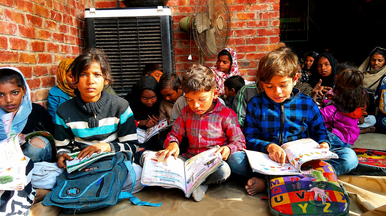 Students reading and learning with Chopan Trust in Pakistan