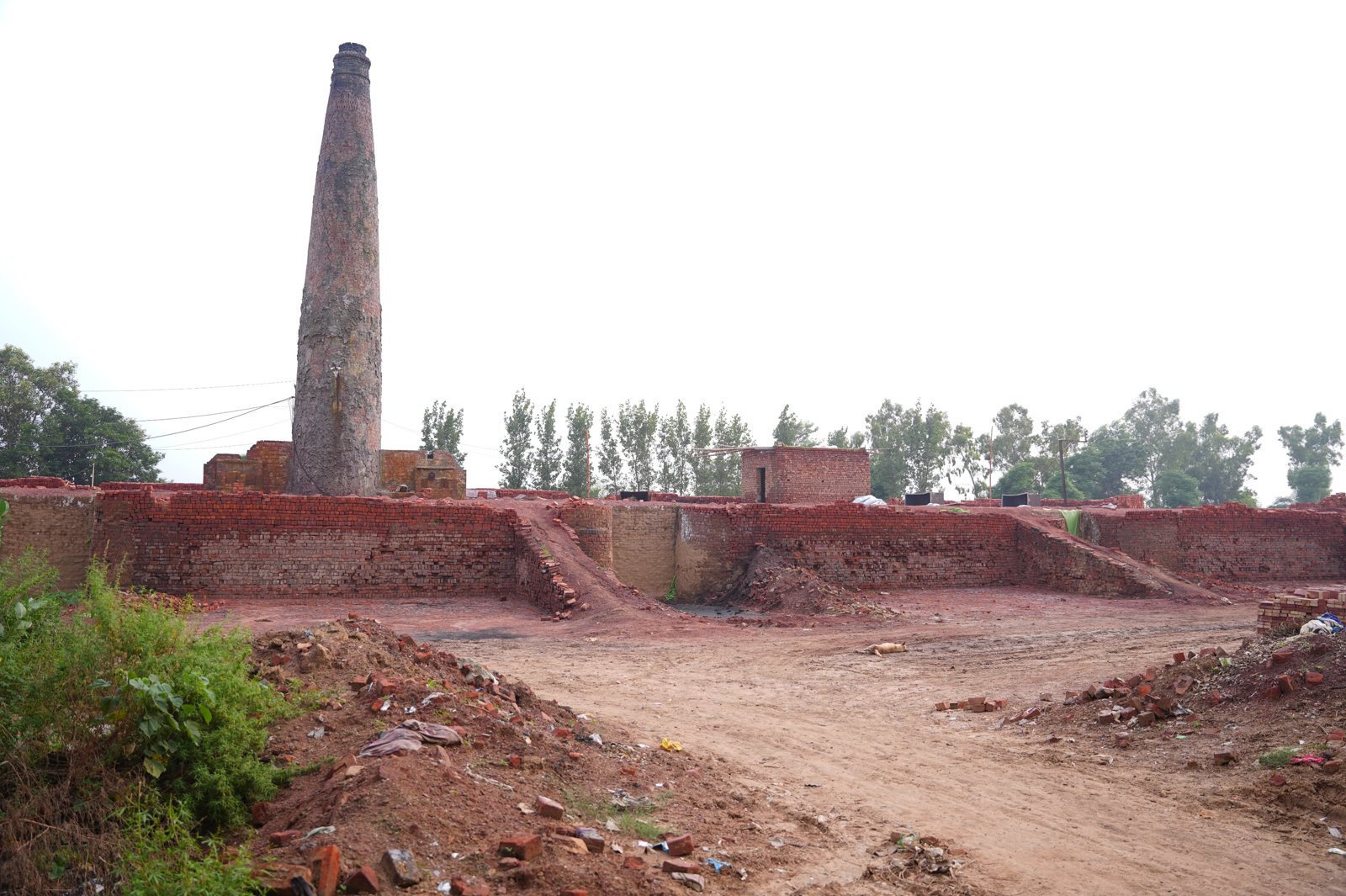 A family working at a brick kiln in Pakistan