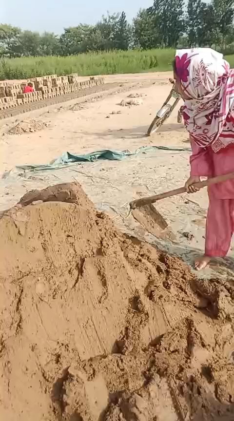 A brick kiln worker at work