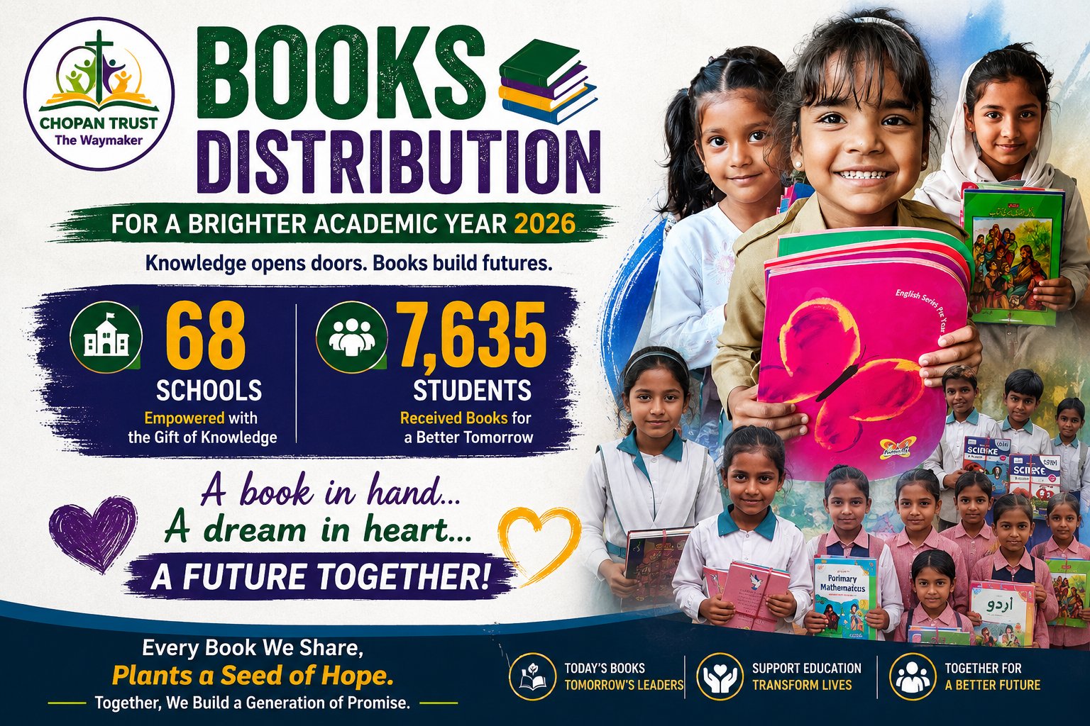 Distributing books to students